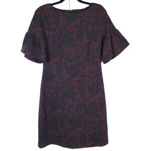 Ivanka Trump Black and Pink Mini Dress Short Pencil Sheath Bell Sleeve Women 4